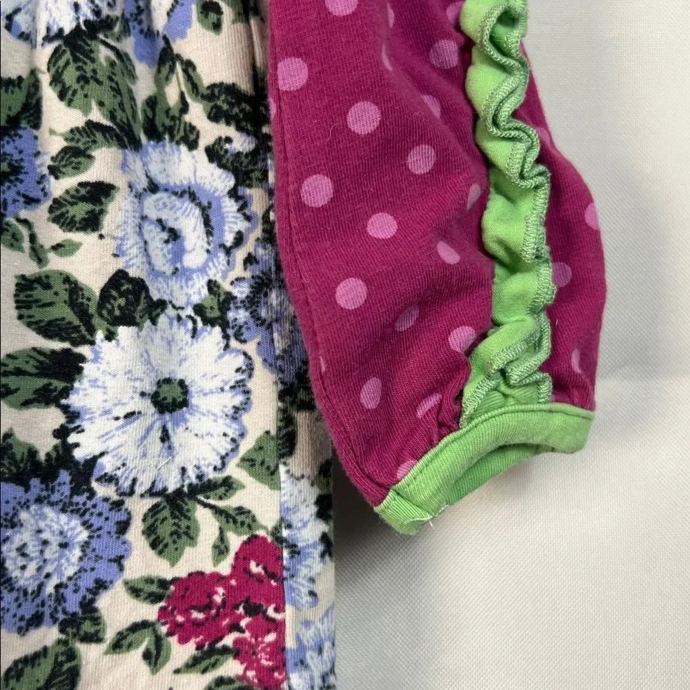 Matilda Jane New Trails purple polka dot and floral tunic size 6-12 months Pit